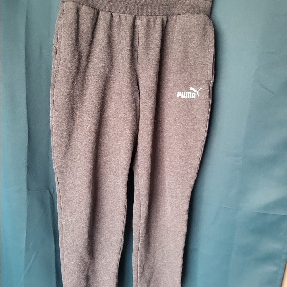 Puma Dark Gray Track Joggers with White Logo
